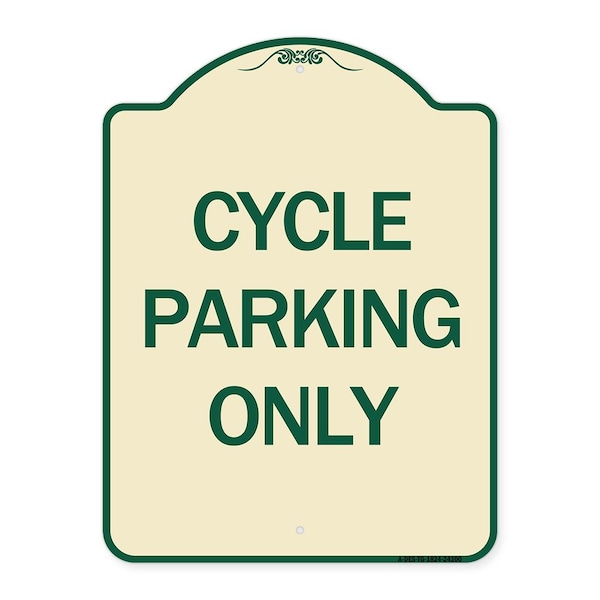 Signmission Designer Series Cycle Parking Only, Tan & Green Heavy-Gauge Aluminum Sign, 24" x 18", TG-1824-24200 A-DES-TG-1824-24200 - main